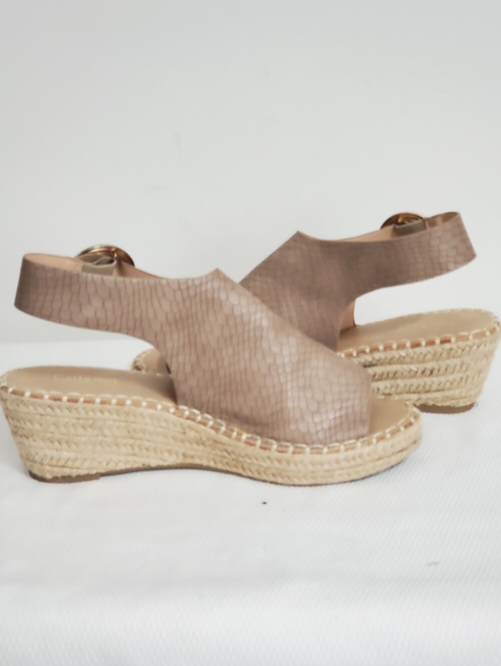 Catherine Malandrino Cirkly Taupe Textured Espadrille Wedge Sandals Suze 10 - Picture 3 of 9